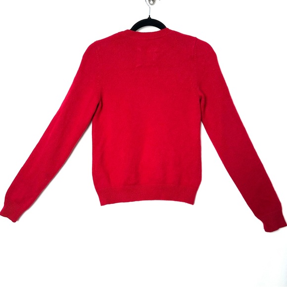 Vintage Abercrombie & Fitch 100% Cashmere Red Embroidered Moose Crewneck Sweater - Picture 8 of 10